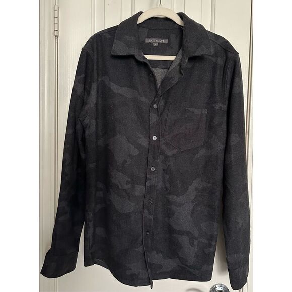 Slate & Stone Long Sleeve Camo Printed Shirt - GREY CAMO size M - Picture 5 of 13